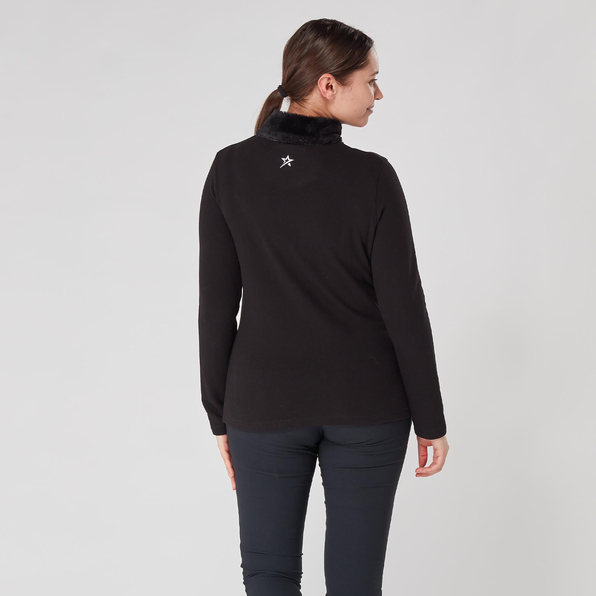 Swing Out Sister Tigress Faux Fur Ladies Golf Polo Shirt Pearl Black